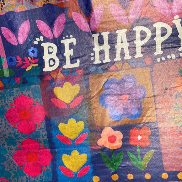 3/$15 “be happy” reusable floral bag - Picture 4 of 5